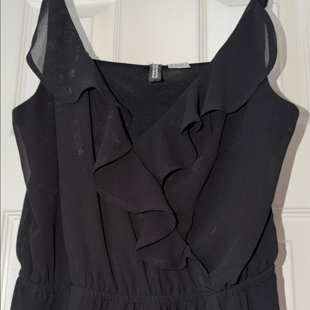 Divided Black Ruffle Mini Dress - Picture 3 of 4